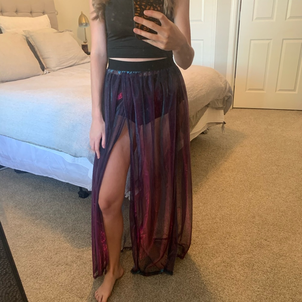 Iheartraves holographic maxi skirt